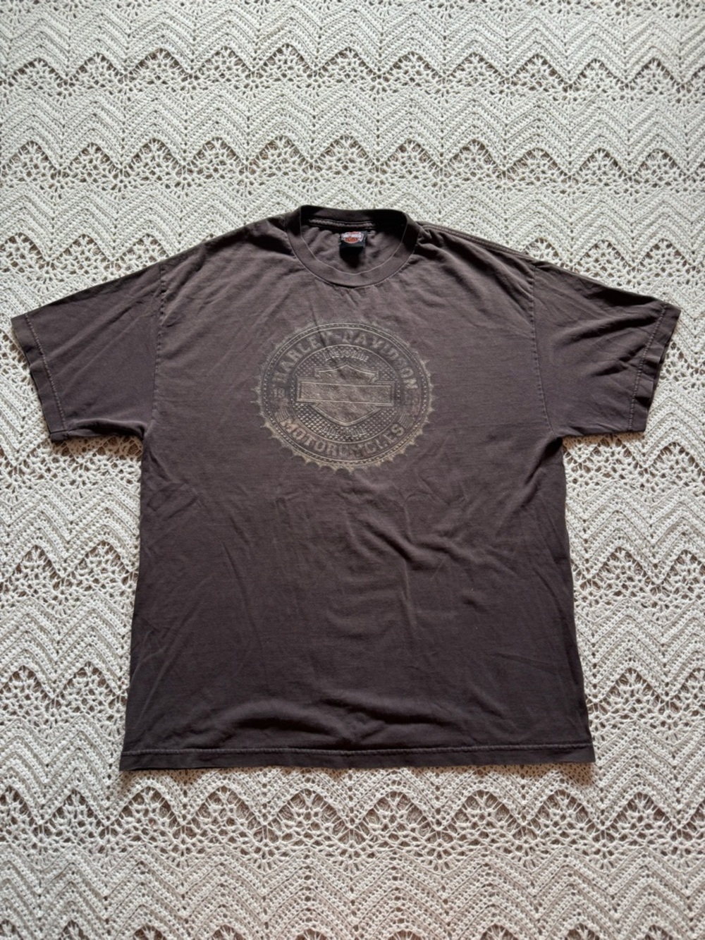 Harley-Davidson Brown Crewneck Tee Graphic Wisconsin Size XL Vintage Back Logo